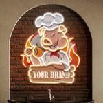custom name porky bbq logo artwork led neon sign light 0