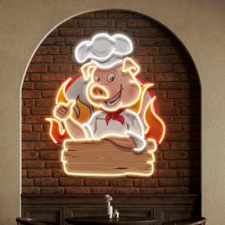 custom name porky bbq logo artwork led neon sign light 1
