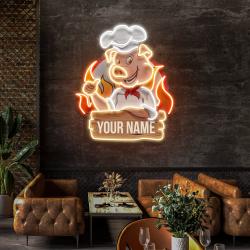 custom name porky bbq logo artwork led neon sign light 2