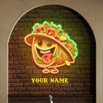 custom your brand taco with a big smile and a sombrero artwork led neon sign light 0