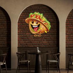 custom your brand taco with a big smile and a sombrero artwork led neon sign light 3
