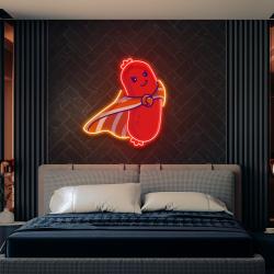 cute sausage super hero artwork led neon sign light 2