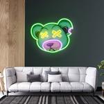 dead bear cartoon art work led neon sign light 0
