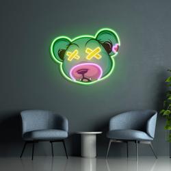 dead bear cartoon art work led neon sign light 1
