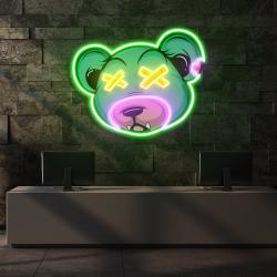 dead bear cartoon art work led neon sign light 2