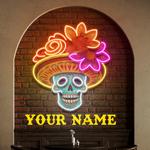 dead day party sugar skull or halloween holiday artwork led neon sign light 0