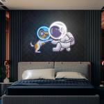 dog astronaut in space artwork led neon sign light 0