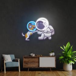 dog astronaut in space artwork led neon sign light 1