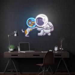 dog astronaut in space artwork led neon sign light 2