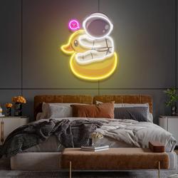 duck astronaut art work led neon sign light 2