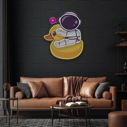 duck astronaut art work led neon sign light 3