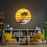enjoy the tropical waves sunset retro vintage style artwork led neon sign light 0