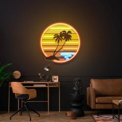 enjoy the tropical waves sunset retro vintage style artwork led neon sign light 1