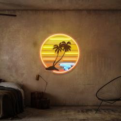 enjoy the tropical waves sunset retro vintage style artwork led neon sign light 2