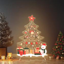 Festive Christmas Tree LED Neon Sign with Snowman and Gift Accents