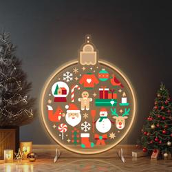 Festive LED Neon Sign with Christmas Icons and Holiday Motifs