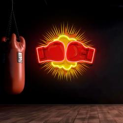 fiery boxing gloves led neon sign artwork 1
