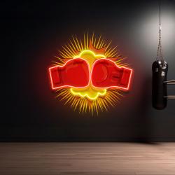 fiery boxing gloves led neon sign artwork 2