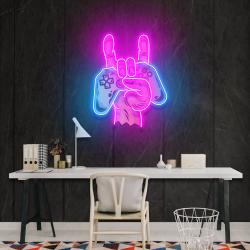game hand sign artwork led neon sign light 2