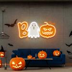 halloween boo ghost artwork led neon sign light 0