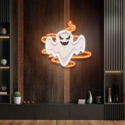 halloween day ghost fire artwork led neon sign light 1