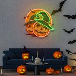 halloween pumpkin and red moon artwork led neon sign light 0