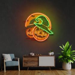 halloween pumpkin and red moon artwork led neon sign light 2