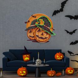 halloween pumpkin and red moon artwork led neon sign light 3