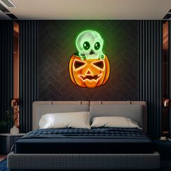 halloween skull pumpkin cute artwork led neon sign light 1