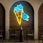 hand skull pizza artwork led neon sign light 0