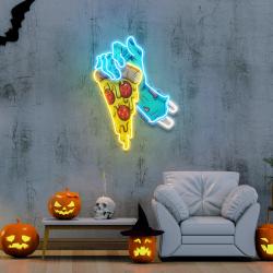 hand skull pizza artwork led neon sign light 1