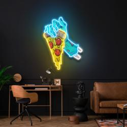 hand skull pizza artwork led neon sign light 2