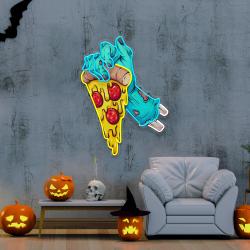 hand skull pizza artwork led neon sign light 3