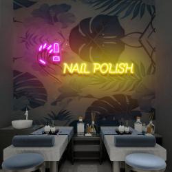 hands nail polish artwork led neon sign light nail salon decoration 1