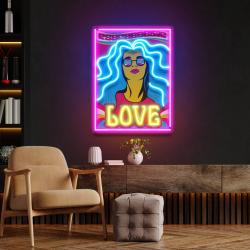 hippie girl pop art led neon sign light 1