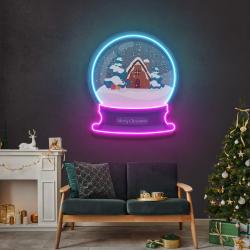 house scene globe art work led neon sign light 1