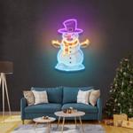 hugging snowman art work led neon sign light 0