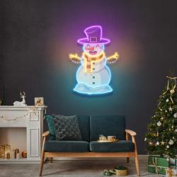 hugging snowman art work led neon sign light 2