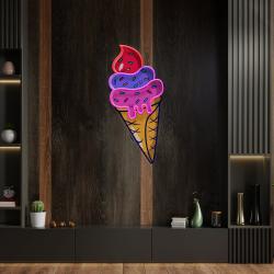 ice cream cone cartoon artwork led neon sign light 3