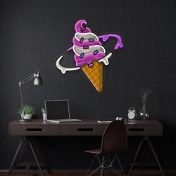 ice cream planet flat cartoon style artwork led neon sign light 3