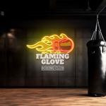 logo flaming glove boxing club artwork led neon sign light 0
