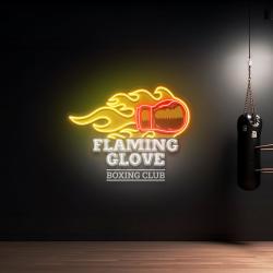 logo flaming glove boxing club artwork led neon sign light 1