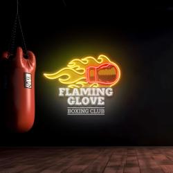 logo flaming glove boxing club artwork led neon sign light 3