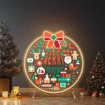merry christmas led neon sign with festive icons and bow accent 0