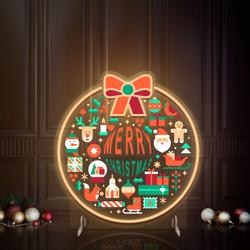 merry christmas led neon sign with festive icons and bow accent 1