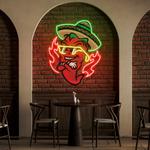 mexican chili pepper cartoon mascot artwork led neon sign light 0