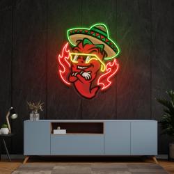 mexican chili pepper cartoon mascot artwork led neon sign light 2