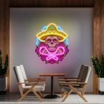 mexican dia de los muertos skull artwork led neon sign light 0
