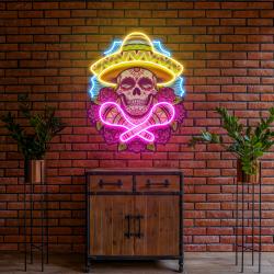 mexican dia de los muertos skull artwork led neon sign light 1