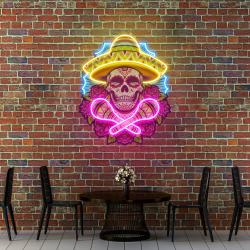 mexican dia de los muertos skull artwork led neon sign light 2